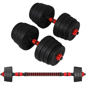 Adjustable Dumbbell & Barbell Set (66LB) – 2-in-1 Strength Training Equipment with Connecting Rod for Home Workouts