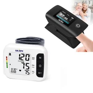Sejoy Wrist Blood Pressure Monitor & Finger Pulse Oximeter – Digital Heart Health Kit with LCD & OLED Displays